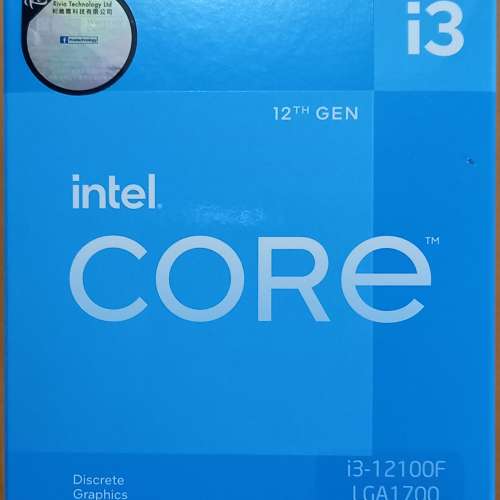 I3-12100F 有單有盒有保養,原裝風扇