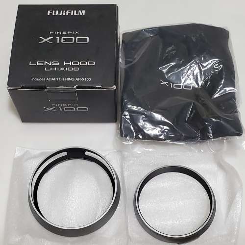Fujifilm X100V / X100F / X100T / X100S / X100 用 遮光罩及轉接環套裝 LH-X100 銀色