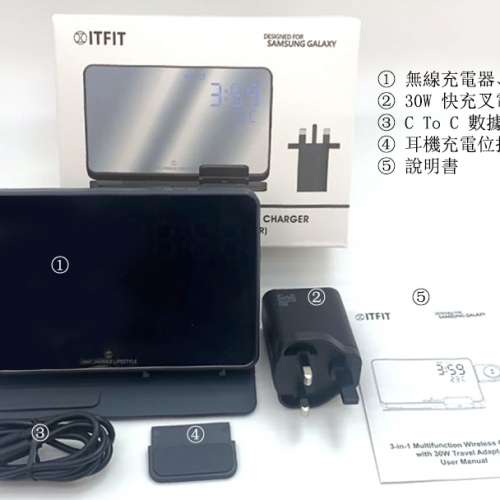 全新原封行貨 Samsung 無線充電板 (包30W快速PD手機充電器) 三合一多功能 ITFIT by...