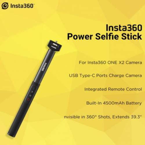 Insta360 Power Selfie Stick (With Intergrated Remote Control & 4500mAh Battery)