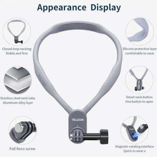 磁吸快拆U型掛頸拍攝支架掛脖MAX版加大號 （第一身拍攝）Magnetic POV Neck TELESI...