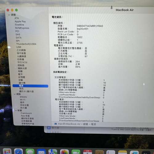 95%New MacBook Air 13吋 M1 8+256SSD 太空灰色 有配件 香港行貨 首選超值