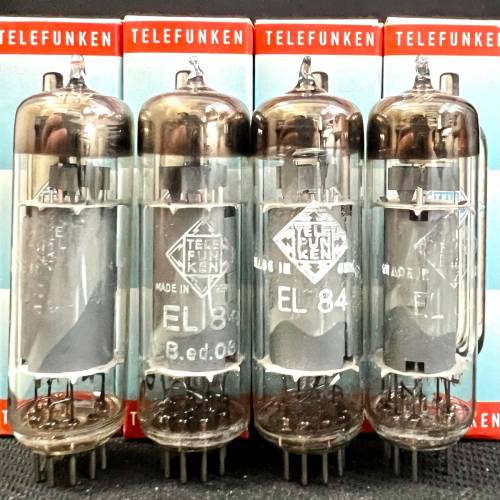 EL84 Telefunken 德律風根 4支早期无菱底版細圓環鑽石底部有盒德國1950年代製造數...