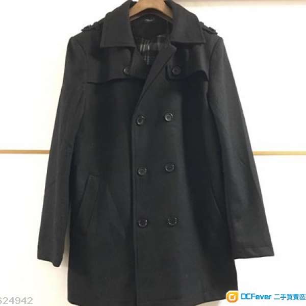 (開戶免費送 Free for account opener)  Zara wool pea coat with fleece lining ...
