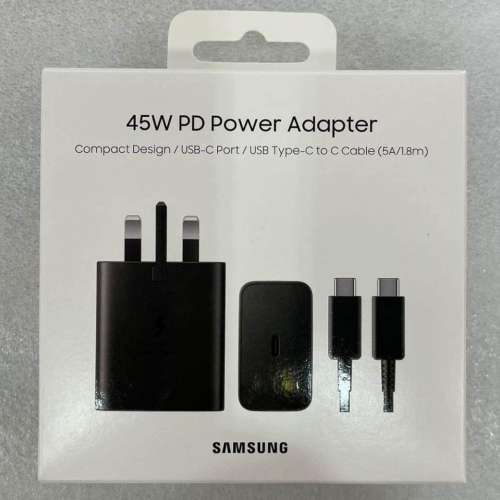 SAMSUNG 45W PD ADAPTER / CHARGER w/ matching USB-C to USB-C Cable. 三星