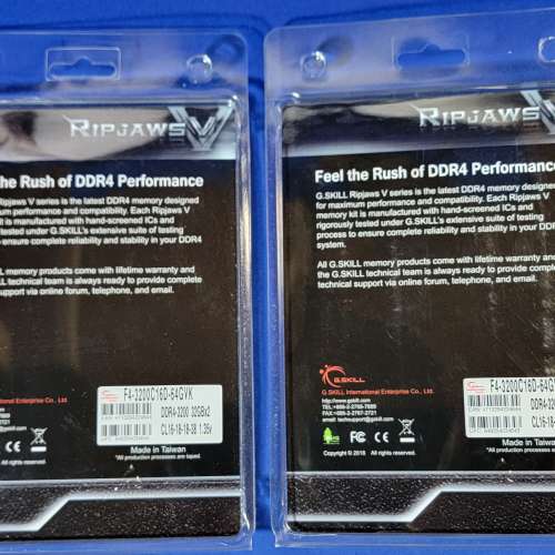 G.Skill Ripjaws V DDR4 3200 64GB Kit (2x32GB) (F4-3200C16D-64GVK) 2套 共128GB