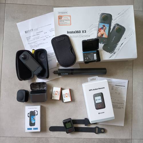 Insta 360 X3 all purpose kit + GPS action remote