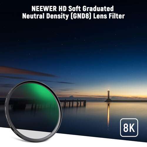 Neewer Soft GND8 Soft Graduated Neutral Density Filter (3-Stop) - 49mm To 82mm