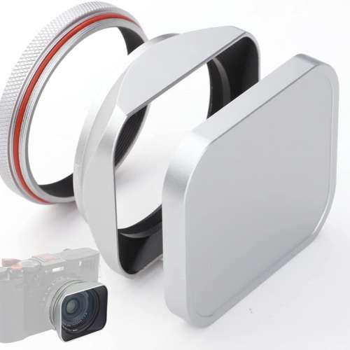 Haoge Square Metal Lens Hood With 49mm Adapter Ring For FujiFIlm X100VI 方形遮...