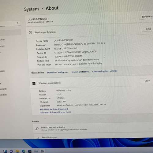 Hp Elitedesk 800 G4 micro Tiny i5 8500T 16gb ddr4 ram 512gb nvme ssd Win11 Pro