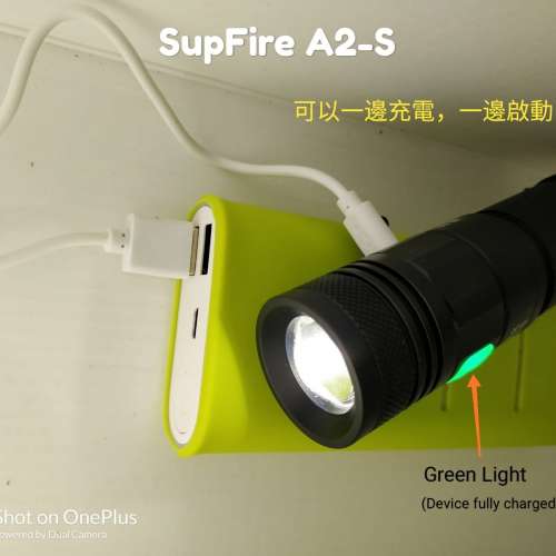 神火SuperFire A2-S 可變焦距強光電筒，15瓦，5200mAh 鋰電池 USB直接充電. Flashl...
