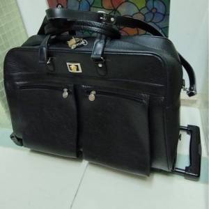 versace 皮公文袋行李箱拉車兩用leather briefcase luggage bag