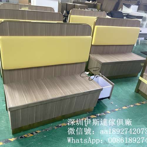 茶餐西餐卡位梳化訂造、儲物掀蓋櫃筒梳化、餐廳傢俱訂造工廠、防火板軟包卡座、阻燃...