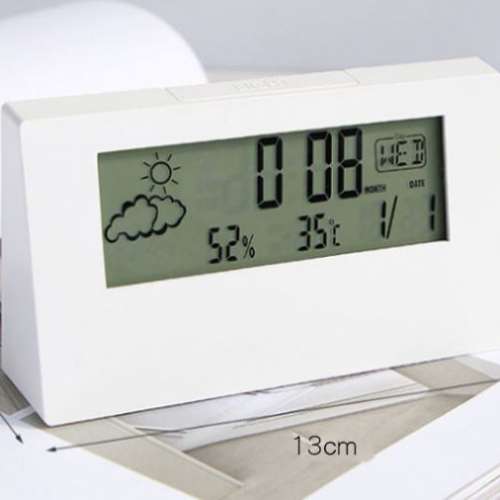 全新 白色 時鐘 鬧鐘 枱鐘 座枱鐘 電子鐘 Clock