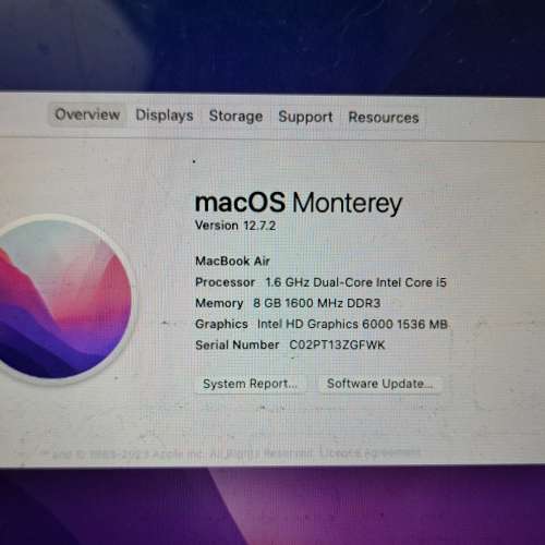 macbook air 11" 8G / 128G ssd 2015 (A1465)
