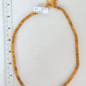 天然A黃玉 珠串，6 mm 算盤珠形，22 寸。no.22.2.24