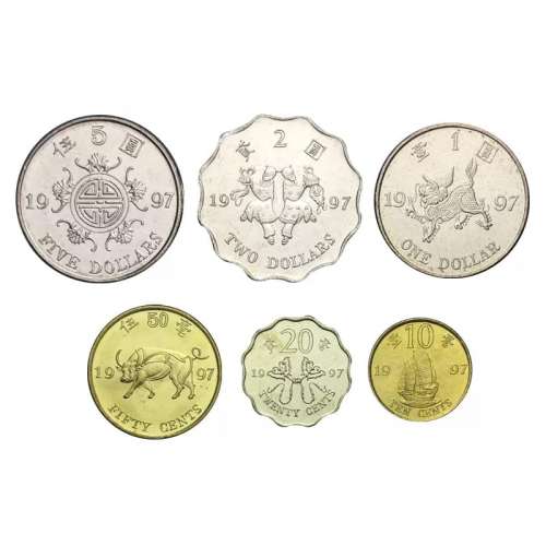 全新 1997年香港回歸紀念幣 一套六個