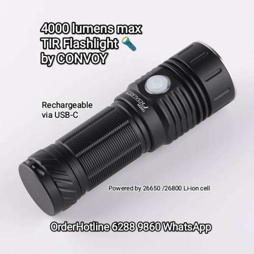Convoy M26D戰術極強光戰術電筒4000流明。採用全內角反射技術。適合26650或26680鋰...