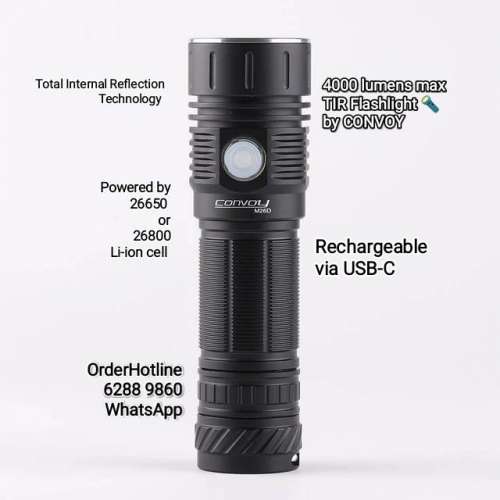 Convoy M26D戰術極強光戰術電筒4000流明。採用全內角反射技術。適合26650或26680鋰...