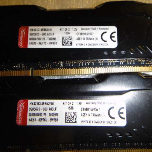 Desktop Ram Kingston  8GBx2 DDR4 2133  共16GB