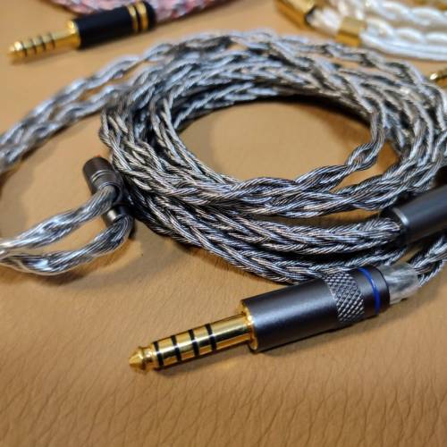 三條耳機升級線(2pin 4.4) - 「瘦佬」石墨烯8絞， 粗線徑銅鍍銀2絞， 銅鍍銀8絞