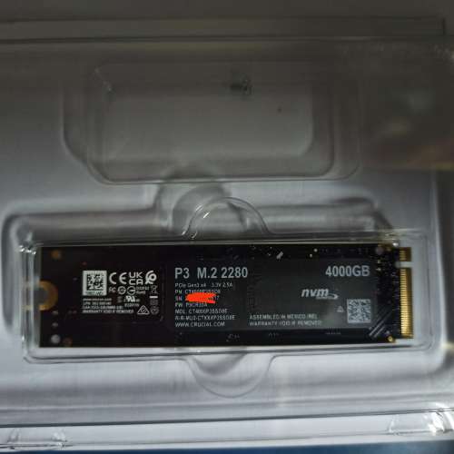 Crucial P3 4TB Gen 3x4 SSD 美亞貨，國際5年保養，另5日私保 （第二支）