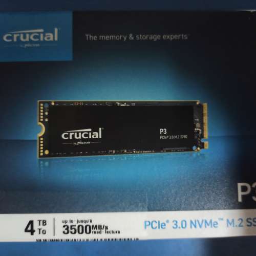 Crucial P3 4TB Gen 3x4 SSD 美亞貨，國際5年保養，另5日私保 （第二支）