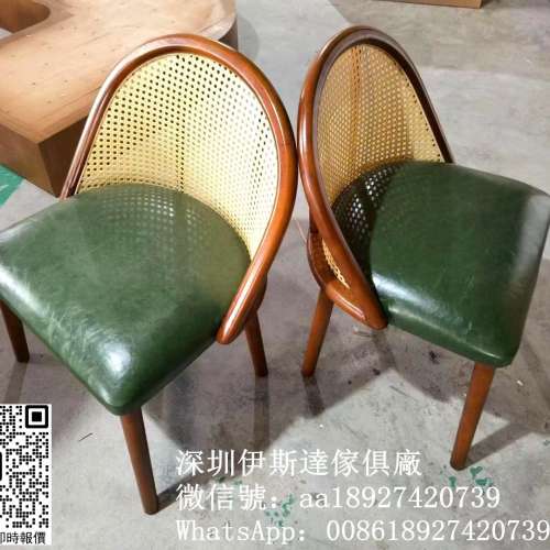 日式風藤編椅、實木椅櫈、靠背藤椅、實木藤編餐椅、咖啡店奶茶店椅櫈、中古藤椅、食...