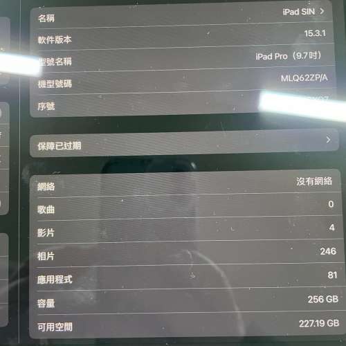 Ipad pro 256G (wifi + lte) 可插數據卡