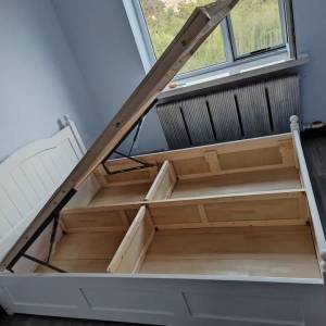 Black desknew Finland imported solid wood storage bed