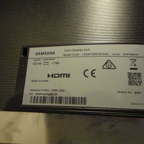 Samsung 23.5全高清超薄顯示器 LS24F350FHCXXK