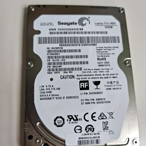Seagate 500gb sata 7200rpm 2.5inch harddisk