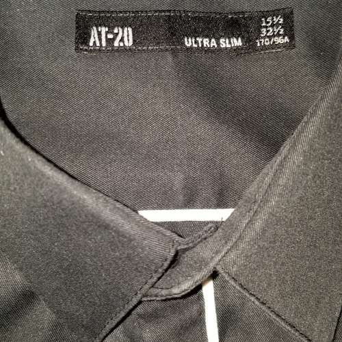 AT-20 Black Shirt 長袖黑色襯卹衫 Ultra Slim Fit 修身 Size 170/96A 碼