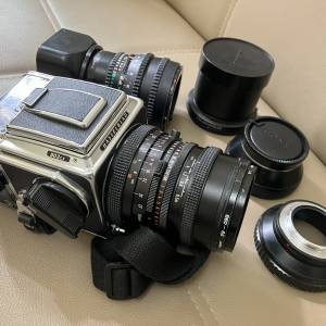 Hasselblad 503CX camera body, Zeiss 50 FLE f4 Lens, A12 Magazine, Sonnar 150 f4