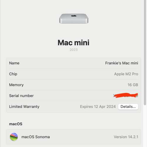 Mac mini pro m2 16gb/512gb
