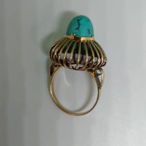 古董14KT黃金松石戒指（重5.6 gram)