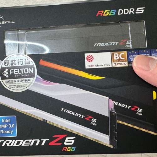（全新未開）G skill Trident Z5 RGB 幻鋒戟 (8000Mhz CL40 24GB*2 DDR5 Intel XMP)