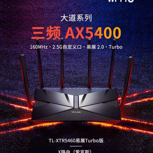 Tp-link XTR5460 WiFi6 AX 5400 Tri-band router 三頻路由器 with 2.5G SFP port 自...