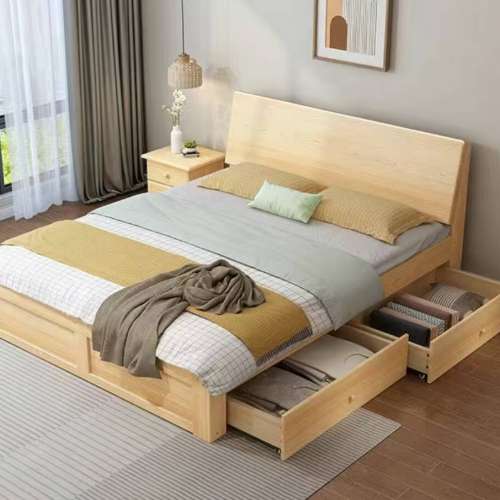 多種款式嘅實木床