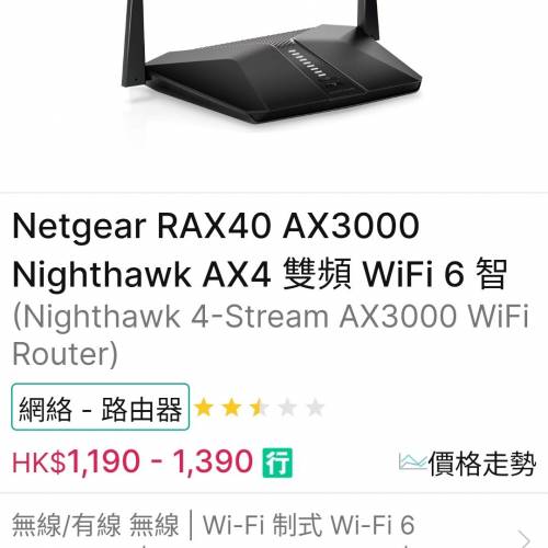 NETGEAR Nighthawk RAX40 - AX4 雙頻 WiFi 6 AX3000 智能無線路由器 Router