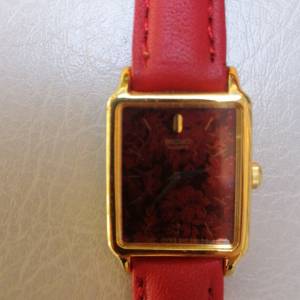 Vintage Seiko Lady's Quartz Watch with Red Dial & Strap