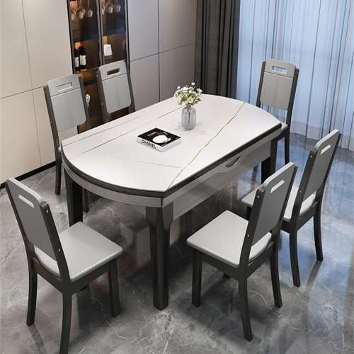 岩板變形餐桌Polymal wood dining table can be expansion and folded
