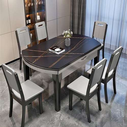 岩板變形餐桌Polymal wood dining table can be expansion and folded