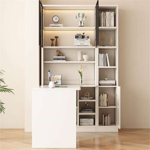 實木書桌書櫃一體