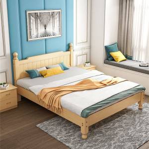 實木床現代簡約1.8米雙人床白色1.5米單人床1米