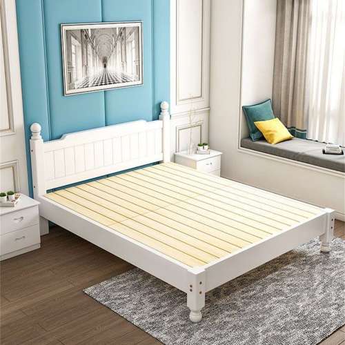 實木床現代簡約1.8米雙人床白色1.5米單人床1米