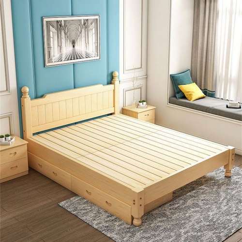 實木床現代簡約1.8米雙人床白色1.5米單人床1米