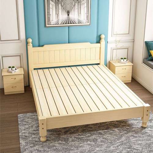 實木床現代簡約1.8米雙人床白色1.5米單人床1米