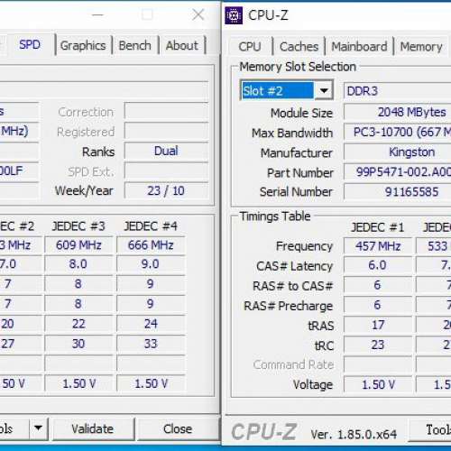 Kingston DDR3 1333 2Gx2 共 4GB Desktop Ram
