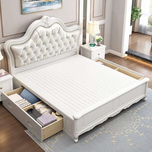 歐式儲物床 軟包靠背 多尺寸可選